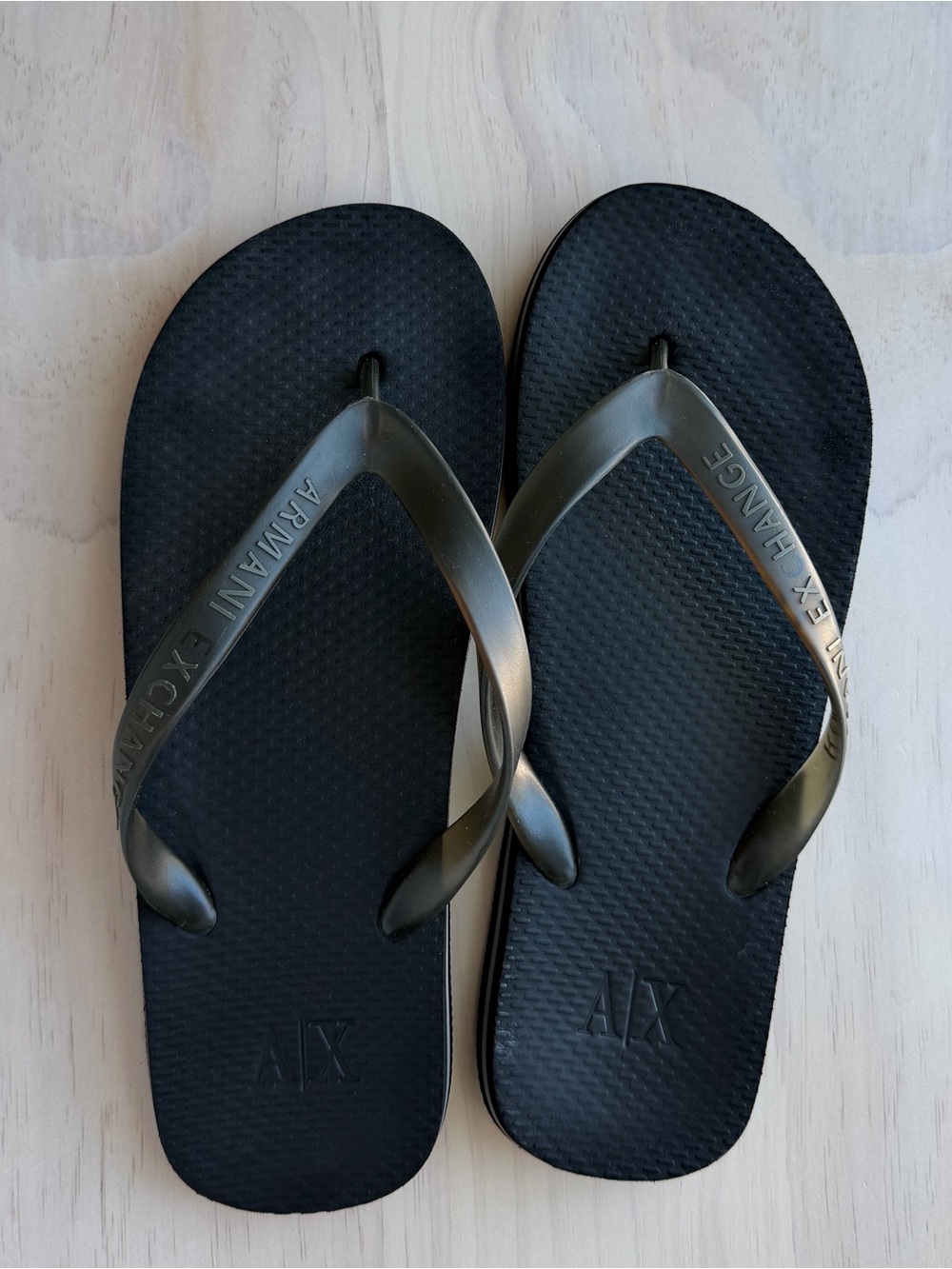 Armani Exchange Black Sandals with Metallic Gunmetal Straps
